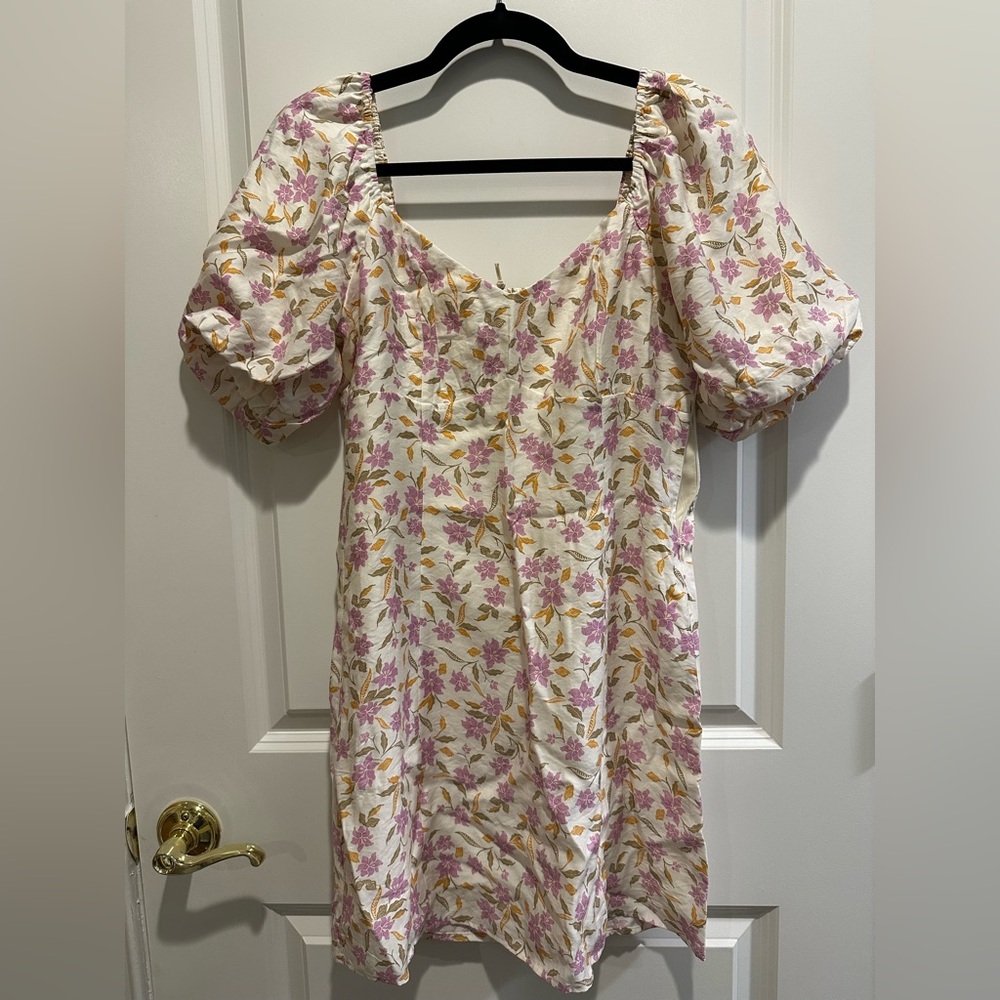 Z Supply Cream Mini Dress with Pink and Mustard Floral Print